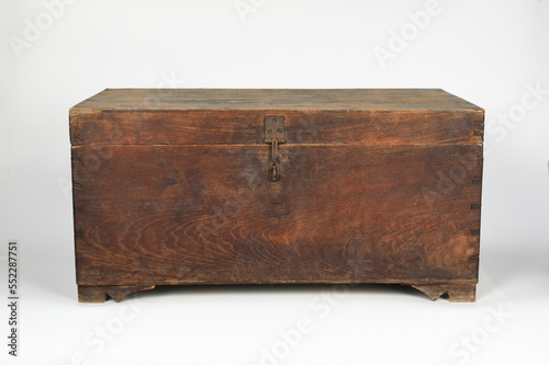 old wooden chest isolated on the white background . 