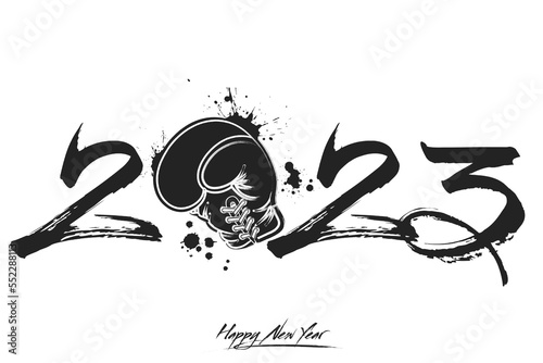 Happy New Year 2023 and boxing glove