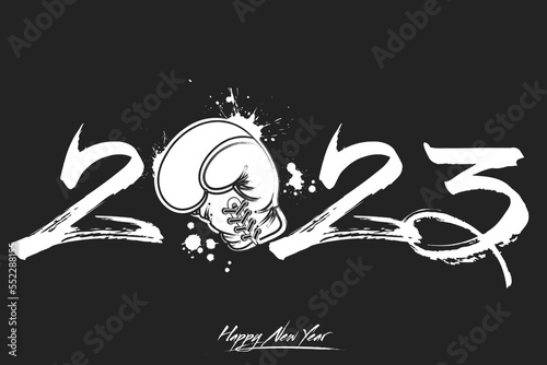Happy New Year 2023 and boxing glove