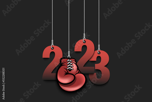 Happy New Year 2023 and boxing glove