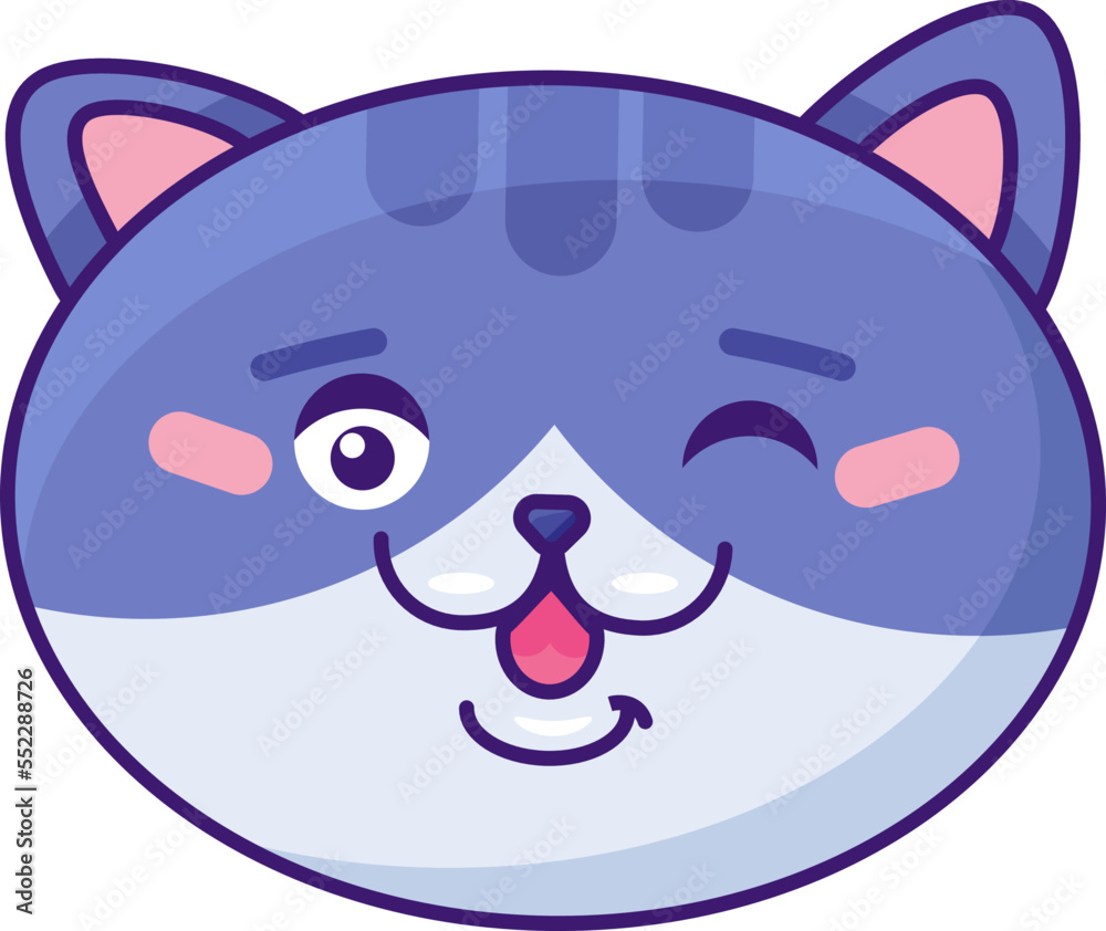 Cat winking cute emoji funny expression vector Cat winking cute emoji funny expression vector
