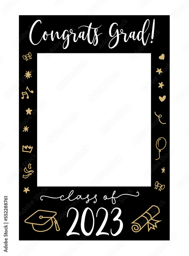 Graduate photo booth frame. Props with Class of 2023. Selfie frame. Kit