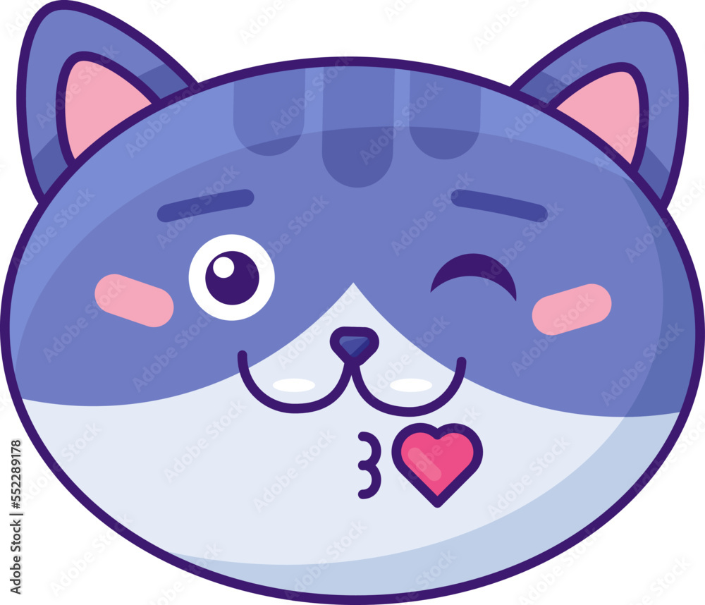 Cat kiss with heart expression cute emoji vector Cat kiss with heart expression cute emoji vector