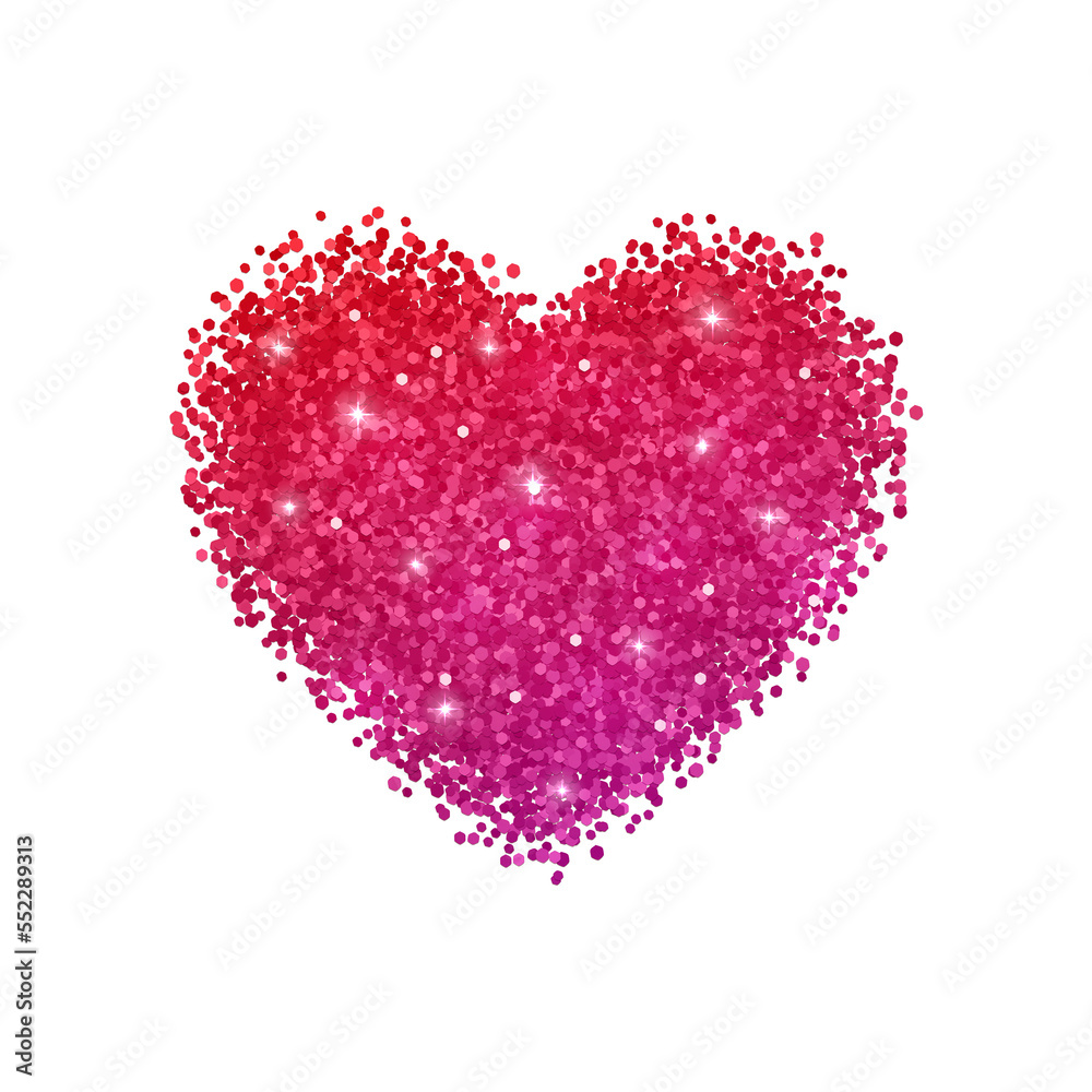 Heart glitter with red purple gradient effect isolated PNG