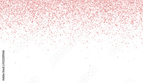 Rose gold falling particles isolated