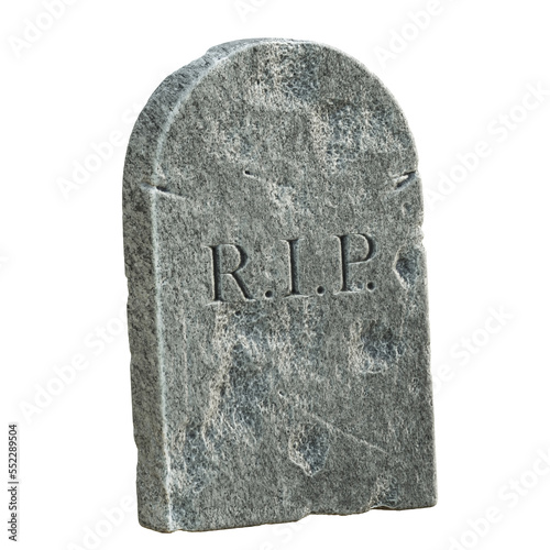 Gravestone on white background, tombstone with RIP inscription on it, 3d renderi Fototapet