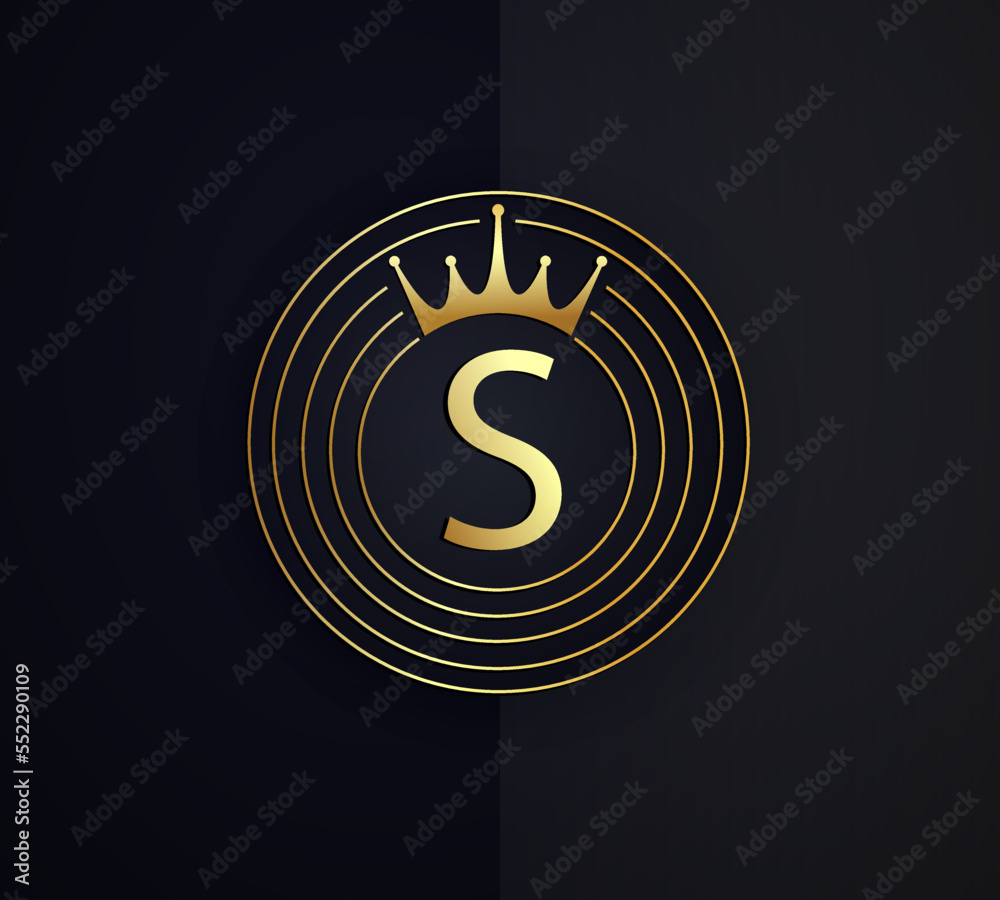 Golden crown design with black background Stock Vector | Adobe Stock