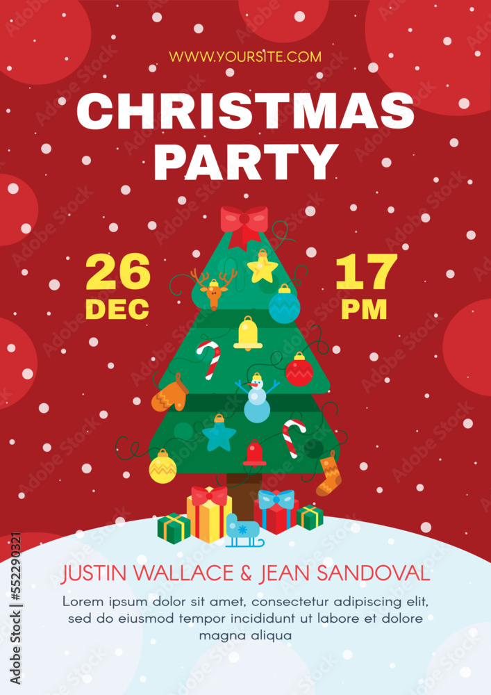 Fototapeta premium Merry christmas tree on celebrative poster vector