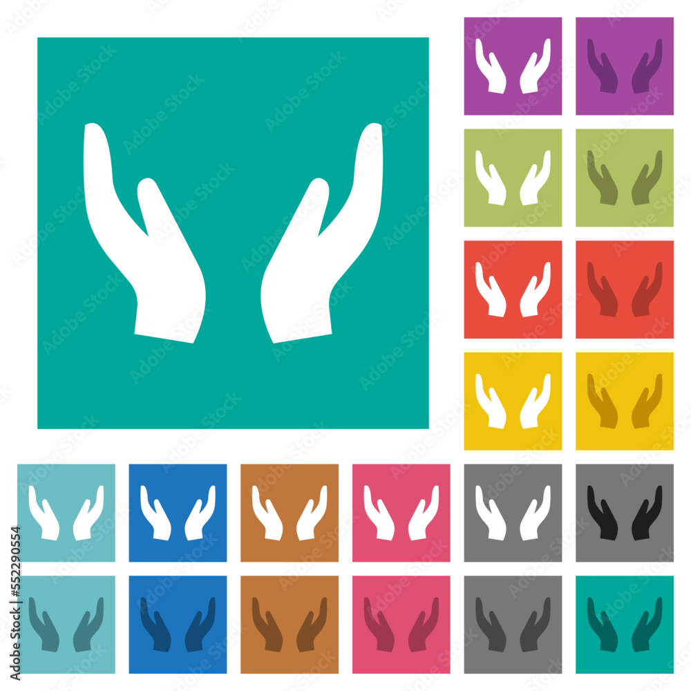 Empty protecting hands solid square flat multi colored icons Empty protecting hands solid square flat multi colored icons