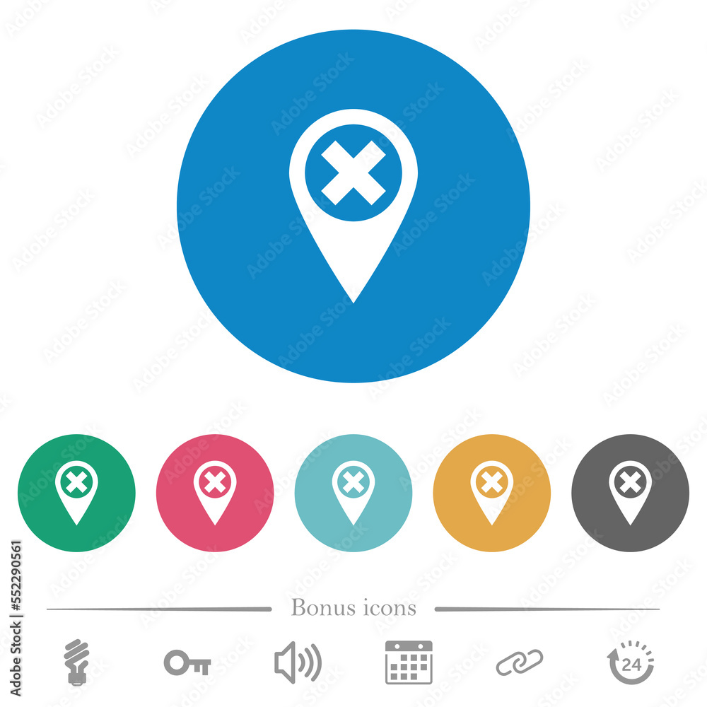 GPS location cancel flat round icons GPS location cancel flat round icons