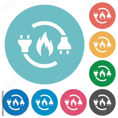 Gas energy flat round icons