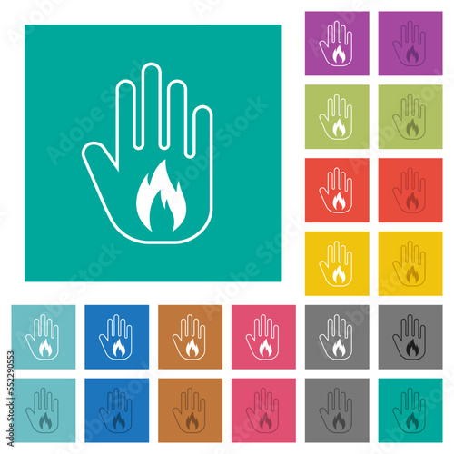 Hand shaped natural gas sanction sign outline square flat multi colored icons photo