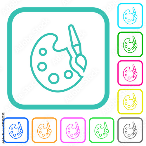 Paint kit outline vivid colored flat icons