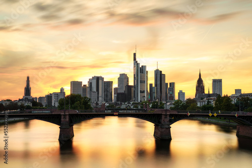 Frankfurt am Main skyline at sunset