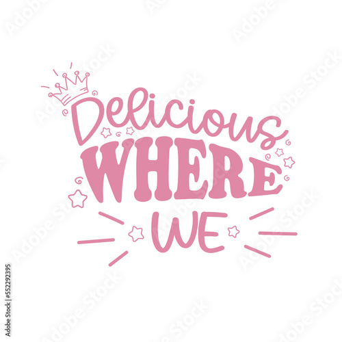 inscription advertising delicious food, for a cafe, restaurant, bakery, canteen by hand, poster, poster, invitation, in the style of doodle pink color white background