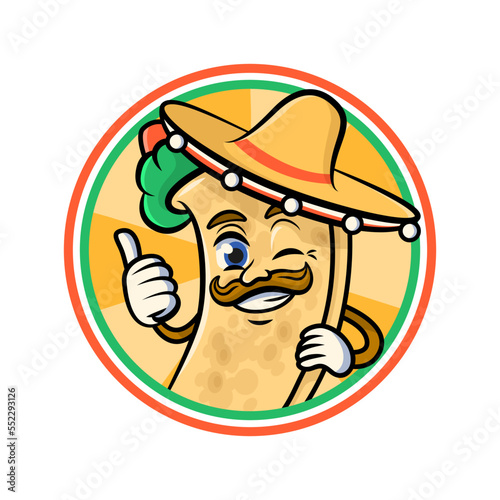 Burrito in sombrero gives a thumbs up.