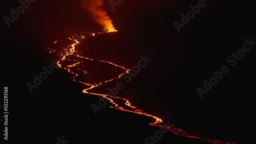 Close up views of Mauna Loa's lava flowing down towards saddle road.
 photo