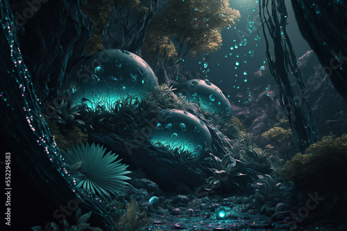 Dark and moody  mysterious fantasy jungle