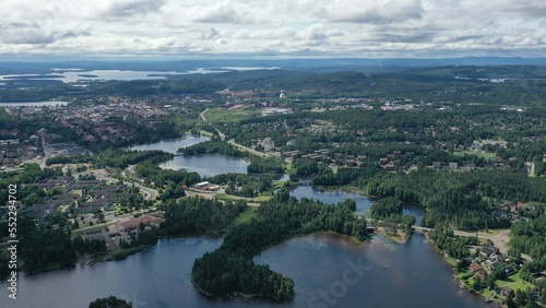 Survol du lac Siljan en Suède entre Rattvik et Mora	 photo