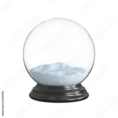 Empty snow globe 3d rendering