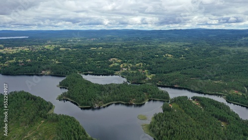 survol de la foret, des lacs et rivières en Suède 