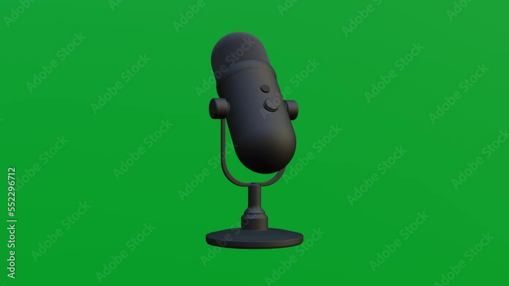 Simple microphone isolated on green screen, Microphone for podcast on green background, 3D render, green screen, Seamless loop, 4K Chroma key animation Simple microphone isolated on green screen, Microphone for podcast on green background, 3D render, green screen, Seamless loop, 4K Chroma key animation