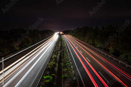 car light trails at night