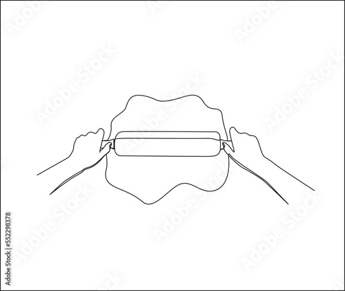Continuous one line drawing of hand rolling dough with a rolling pin.  Bakery process Kitchenware, cooking use rolling pin line art vector design.