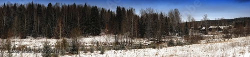 Panorama of river in wild nature