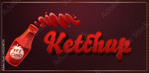 Letters of the alphabet written ketchup sauce. Tomato ketchup banner ad. Text effects 3d ketchup, editable text style