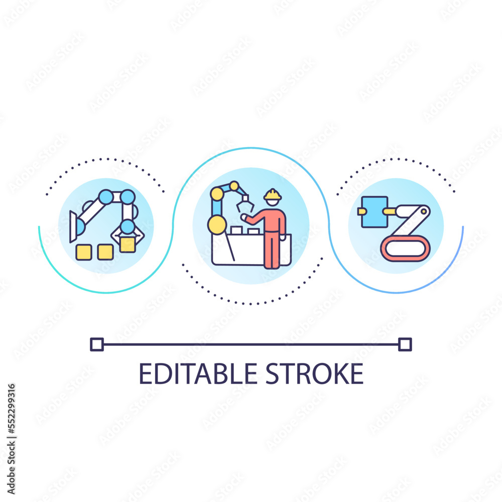 Limit manual lifting loop concept icon. Heavy items issue. Way to minimize accidents in workplace abstract idea thin line illustration. Isolated outline drawing. Editable stroke. Arial font used Limit manual lifting loop concept icon. Heavy items issue. Way to minimize accidents in workplace abstract idea thin line illustration. Isolated outline drawing. Editable stroke. Arial font used