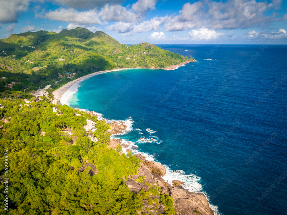 Beautiful tropical paradise beach Anse Intendance at Seychelles, Mahe. Stone coast in the Seychelles Beautiful tropical paradise beach Anse Intendance at Seychelles, Mahe. Stone coast in the Seychelles