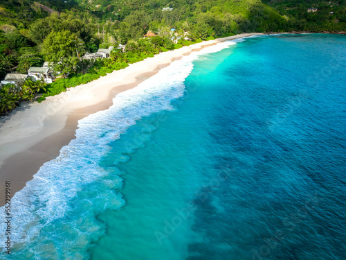 Beautiful tropical paradise beach Anse Intendance at Seychelles, Mahe. Stone coast in the Seychelles