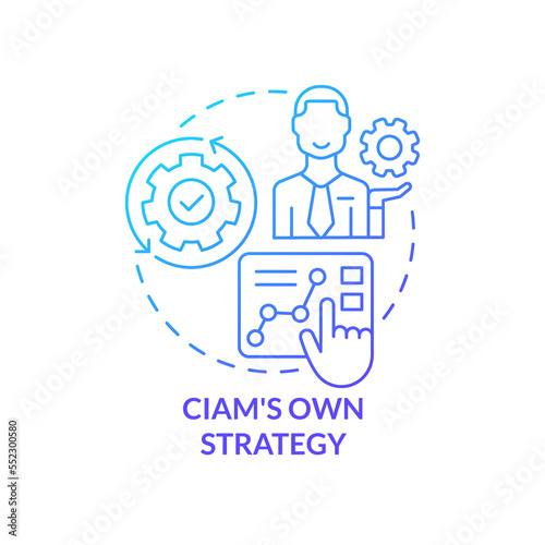 CIAM strategy blue gradient concept icon. Business optimization. Develop plan. Choose correct solution. abstract idea thin line illustration. Isolated outline drawing. Myriad Pro-Bold font used photo