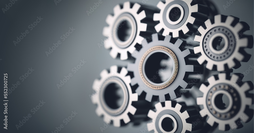 Close-up of Machine Gears blue tone Close-up of Machine Gears blue tone