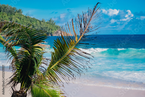 Fototapeta Naklejka Na Ścianę i Meble -  Beautiful tropical paradise beach Anse Intendance at Seychelles, Mahe. Stone coast in the Seychelles