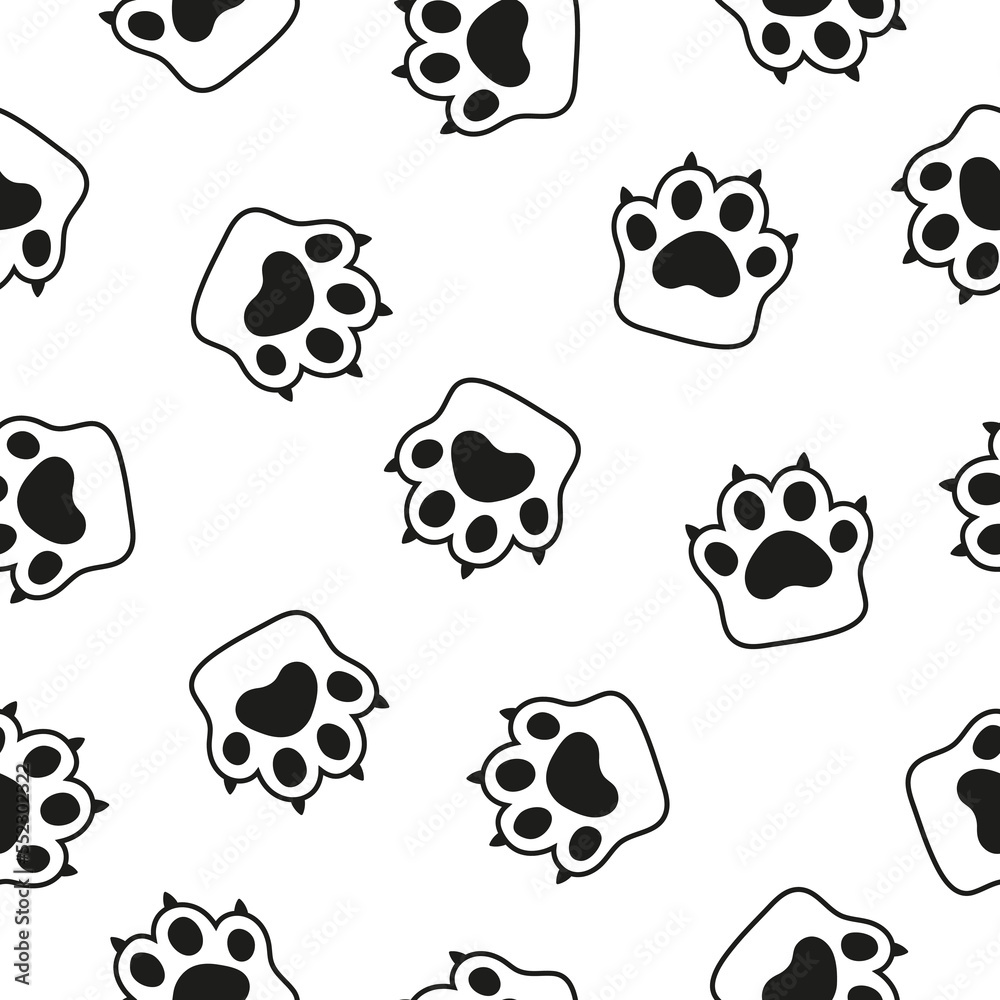 Seamless pattern with black cat paws