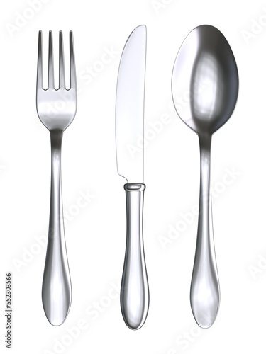 silverware over white background 3d rendering