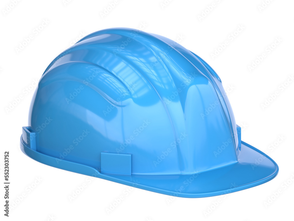 Blue hard hat, safety helmet isolated on white background 3d rendering Blue hard hat, safety helmet isolated on white background 3d rendering