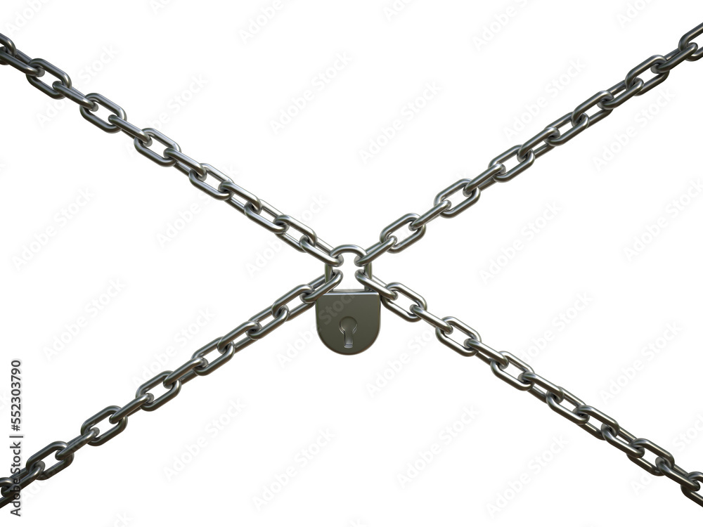 Chains with lock as background 3d rendering Chains with lock as background 3d rendering