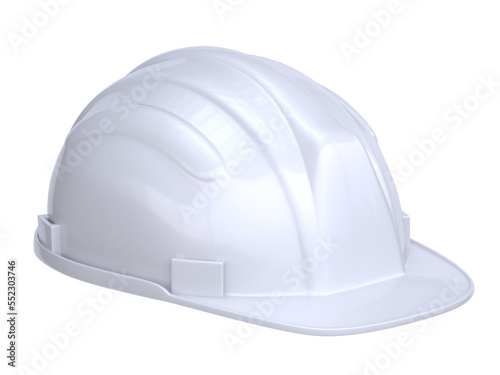 White hard hat, safety helmet isolated on white background 3d rendering