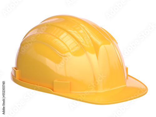 Yellow hard hat, safety helmet isolated on white background 3d rendering