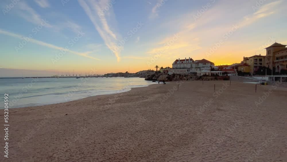 Amazing sunset in a beach of the village of Cascais in Portugal, Amazing sunset in a beach of the village of Cascais in Portugal,
