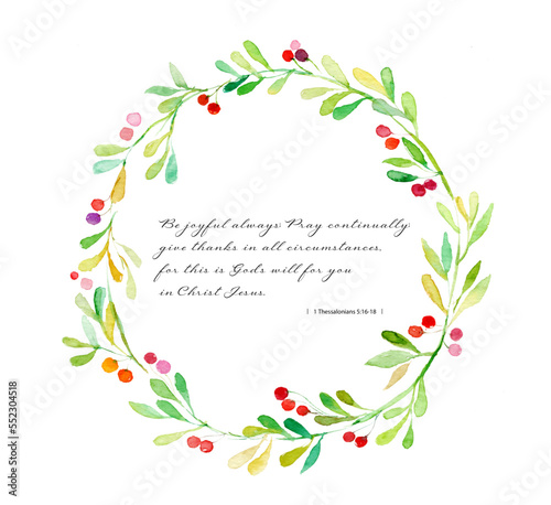 watercolor floral wreath   bible verse wreath   christmas color wreath   