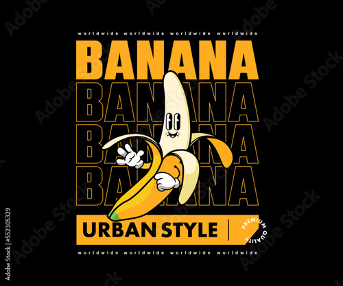 futuristic illustration cartoon character of banana Graphic Design for T shirt Street Wear and Urban Style