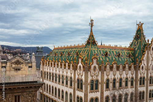 Architectural detail of the Hungarian State Treasury, Hold utca, Lipótváros, Budapest, Hungary