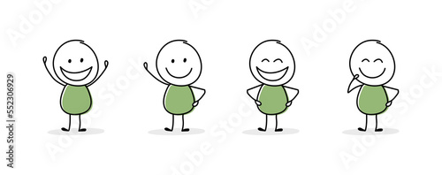 Funny stickman with different emotions. Icon set. Vector