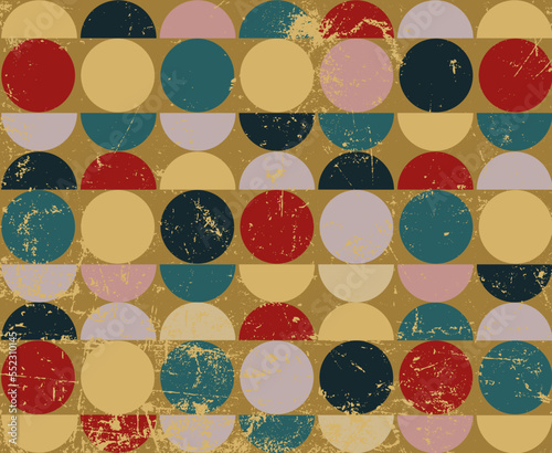 geometric colored cheerful background in vintage style with shabby texture