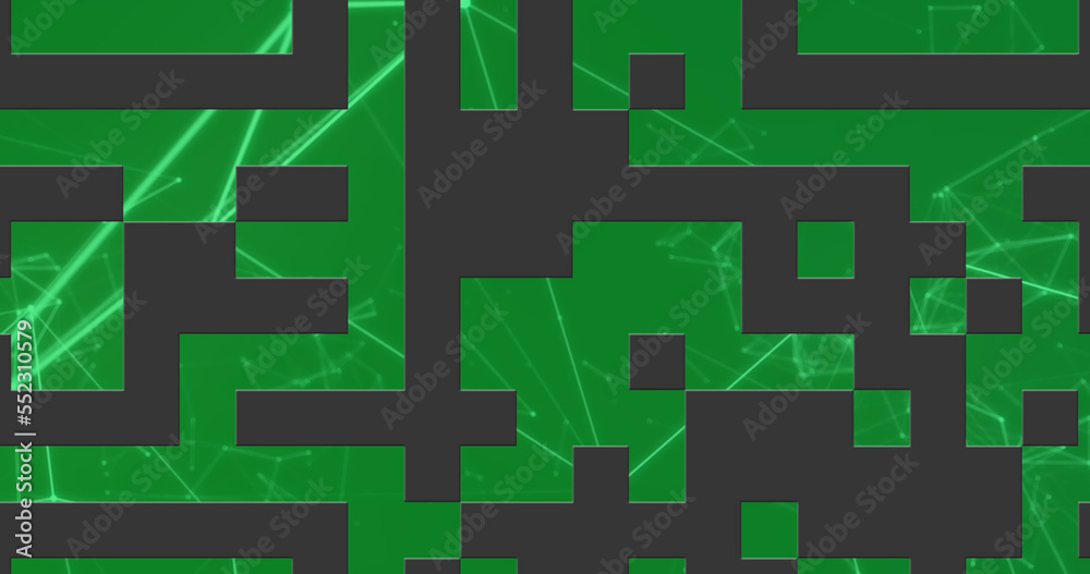 Image of qr code with white network of connections on green background Image of qr code with white network of connections on green background