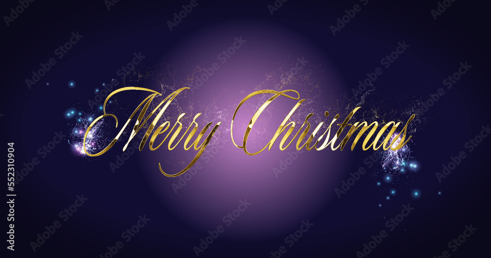 Image of falling confetti and merry christmas text over purple background Image of falling confetti and merry christmas text over purple background